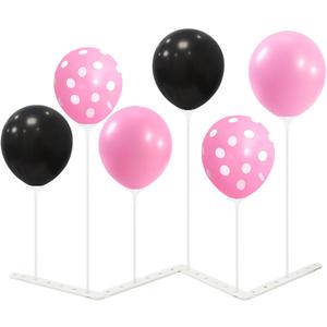 Balloon Stand with 10 Pcs Pink and Black Balloons, Centerpiece Table Decorations for Girls' 1st Birthday Sweet 16th Birthday Minnie Mouse Birthday Decorations (Pink Black 4pack)