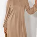 PRETTYGARDEN Fall Dresses for Women 2026 Long Sleeve Mini Short Flowy A Line Casual Holiday Party Tunic Dress Fashion Clothes (Beige, M)
