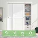 6FT/72(Double 3FT) Bypass Door Hardware, Aluminum Double-Closing Sliding Closet Door Hardware with Finger Pull Included, Smoothly and Quietly, Fit Door Thickness 1 3/8" or 1 3/4", Silver