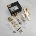 Satin Brass Exterior Door Lock Set, Front Door Handle with Deadbolt, Heavy Duty Entry Door Handleset