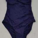 Yonique Womens Strapless One Piece Swimsuit Tummy Control Bandeau Bathing Suits Slimming Twist Front Swimwear, Navy Blue, S