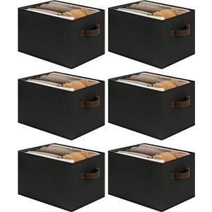 Cupic Cupid Storage Bins Closet, Fabric Closet Organizers and Storage, 4-Pack Baskets for Organizing, Large Storage Boxes with Handles for Clothes and Toys, Black