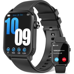 Smart Watches for Women Men, 120 Sports Modes Smartwatch with 1.83 inches HD Display, Heart Rate/Sleep Monitor, IP67 Waterproof, Bluetooth Call & Music Control for iPhone/Android (Black)