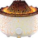 YALEDI Aromatherapy Essential Oil Diffuser, 560ml Ultrasonic Cool Mist Diffuser/Humidifier with Flame & Volcano 2 Mist Mode, for Bedroom,Office,Home, Auto Shut-Off, Remote Control, Gift (White)