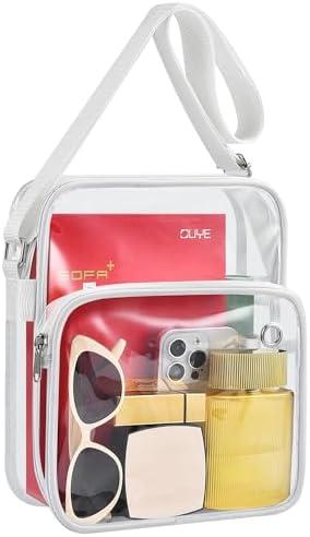 MAY TREE Clear Messenger Bag Stadium Approved Clear Bag Purse for Stadium Events Concert Sport Work 