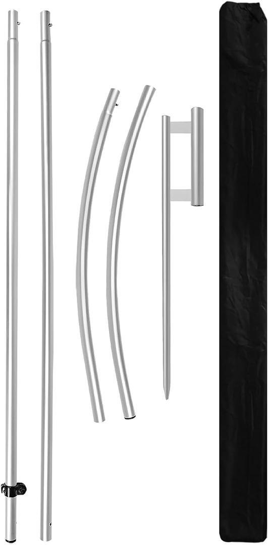 Feather Flag Pole Kit, 11FT Tall Aluminum Swooper Flagpole Set Fits 8FT Flags with Heavy Duty Ground Spike Base for Outdoor Advertising Custom Feather Flags (No Flag Included)