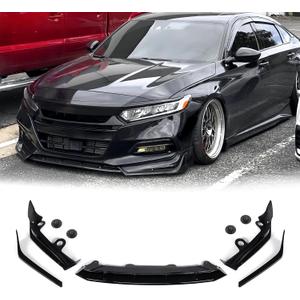 Front Bumper Lip for Honda Accord 2018 2019 2020 ACR Style 5Pcs Lower Chin Bumper Spoiler Splitter Protection Body Kit (Glossy Black)