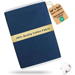 Craftido-19 Options-100% Cotton Fabric by The Yard in Solid Color 44Wide by 3yd (9 ft) -Medium Weight 5.2 oz-Soft Cotton for Quilting, Sewing, Crafts, Binding, Backing and Lining - Navy