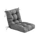 QILLOWAY Outdoor Seat/Back Chair Cushion Tufted Pillow, Spring/Summer Seasonal Replacement Cushions. (Charcoal Grey/Black)
