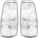 1 Pair Tail Light Rear Lamp Compatible with 1999-2002 Silverado 1500 2500/1999-2007 Sierra 1500 2500 3500 Driver and Passenger Side With Bulbs Both Lights Taillights, Chrome Clear Lens