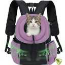 PetAmi Adjustable Cat & Dog Front Chest Carrier Backpack, Ventilated for Hiking & Camping, Max 14 lbs, Purple