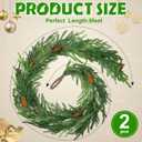 Jutom 2 Pcs 6 ft Christmas Norfolk Pine Garland Artificial Greenery Cedar Garlands with Pine Cones Winter Christmas Decorations for Mantle Seasonal Indoor Home Holiday Fireplace Decor