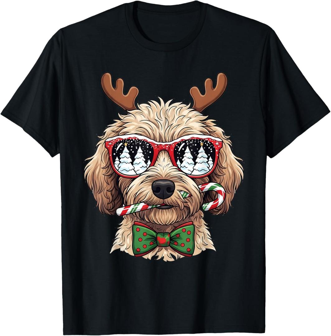 Goldendoodle Christmas Reindeer Holiday Dog Lover Xmas T-Shirt, Size Large