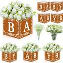 4 Sets Cielito Lindo Party Decoration, 4 Mexican Flower Boxes with 52 Artificial Flowers, Mexican Baby Shower Centerpieces, Mexica Table Decor for Papel Picado Talavera Party(Baby,Brown)