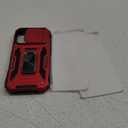 DEERLAMN Case for iPhone 16 with Slide Camera Cover+Screen Protector (2 Packs), Rotated Ring Kickstand Military Grade Shockproof Protective Cover-Red