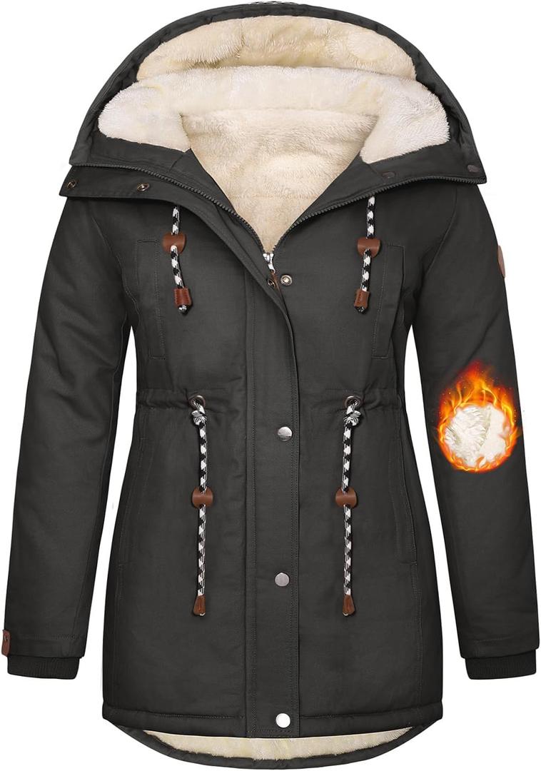 Yusongirl Plus Size Women's Winter Parka Coat Heavy Cotton Outer Shell Fleece Lined Hoody for Cold (4X-Large Plus, Dark Grey)