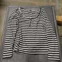 Verdusa Women's Plus Size Striped Henley Shirts Button Up Slim Fit Tee Tops Grey X-Large Plus
