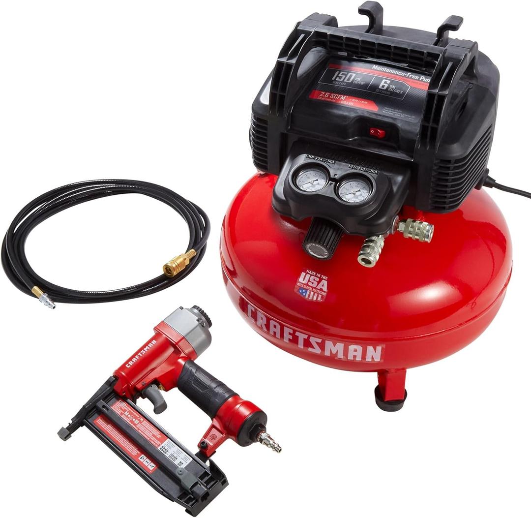 CRAFTSMAN Brad Nailer and Air Compressor Combo Kit With Hose (CMEC1KIT18)