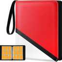 for 9 Pocket Card Binder for 900 Cards - Large Capacity Trading Card Collection Album Folder with Zipper for Women Teens Girls Red White Design for Sports Cards Game Cards