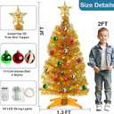 3 Ft Gold Christmas Tree with 12 Modes Timer 50 LED Four Color & Warm Lights DIY 15 Ball Ornaments 3D Star Artificial Xmas Tree Indoor Home Holiday Party Decoration