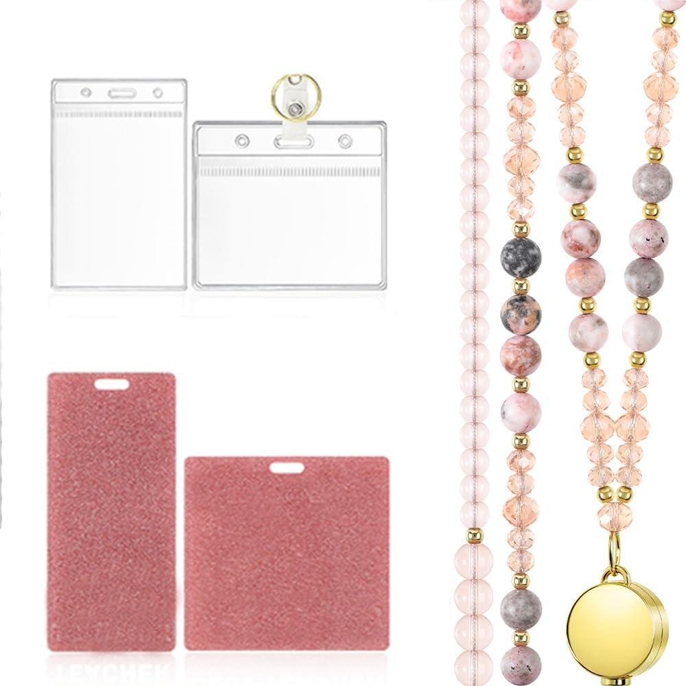 Lanyard for ID Badges Holder, Nurse Lanyard Cruise Ship Lanyards, Retractable Badge Reel Keys Eyeglass Chains for Women,Orange Pink