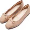AFEETSING Women's Round Toe Ballet Flats Comfortable Bow Dressy Flats Shoes for Women (A-Nude, Numeric_8)