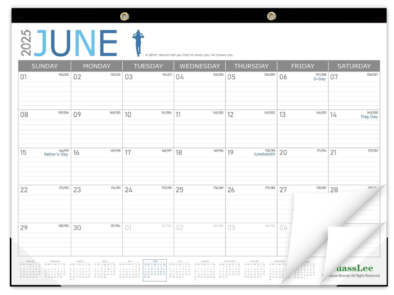 GuassLee 2025-2026 Desk Calendar - 19 Months 17 x 22 Inches Large Academic Monthly Calendar from Jun. 2025 to Dec. 2026 with Hanging Rope, Julian Dates and Large Ruled Blocks for Home School Office