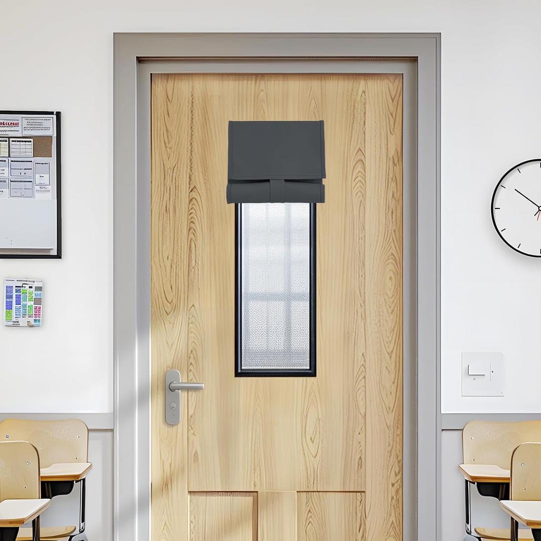 Vatge Classroom Door Window Cover for Classroom Windows and Doors Room Darkening Side Window Curtains for Front Door, 1 Panel, W10 x L30, Grey