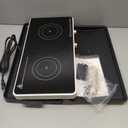 Induction Cooktop 2 Burners, Double Induction Griddle Cooktop 1800W with Removable Iron Cast Griddle Pan Non-stick, Independent Temperature Control, 8 Power Levels, 99 Min Timer for Magnetic Cookware
