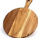 21"x16" XL Extra Large Acacia Wood Cutting Board with Handle Round Wooden Charcuterie Boards Meat Chopping Board Bread Serving Cheese Platter Big Pizza Cutting Boards for Kitchen Carving Butcher Board