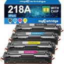 218A Toner Cartridges 4 Pack (with Chip) Compatible Replacement for HP 218A 218X for Color Laserjet Pro 3201dw MFP 3301fdw 3301cdw 3301sdw Printer Ink W2180A W2180X High Yield (BCMY, 4-Pack)