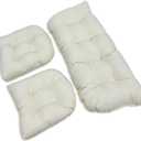 Wicker Chair Cushions, 3 Pieces Indoor Outdoor All Weather Waterproof Tufted Wicker Chair Cushions, 1 Loveseat and 2 U-Shape Cushions for Patio Furniture,Beige