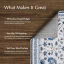 EverGrace Area Rugs for Living Room 6x9, Boho Floral Faux Wool Indoor Outdoor Rugs, Washable Rugs for Bedroom Dining Room Entryway Kitchen, Low Pile Floor Mat Carpet for Home Decor, Porcelain Blue
