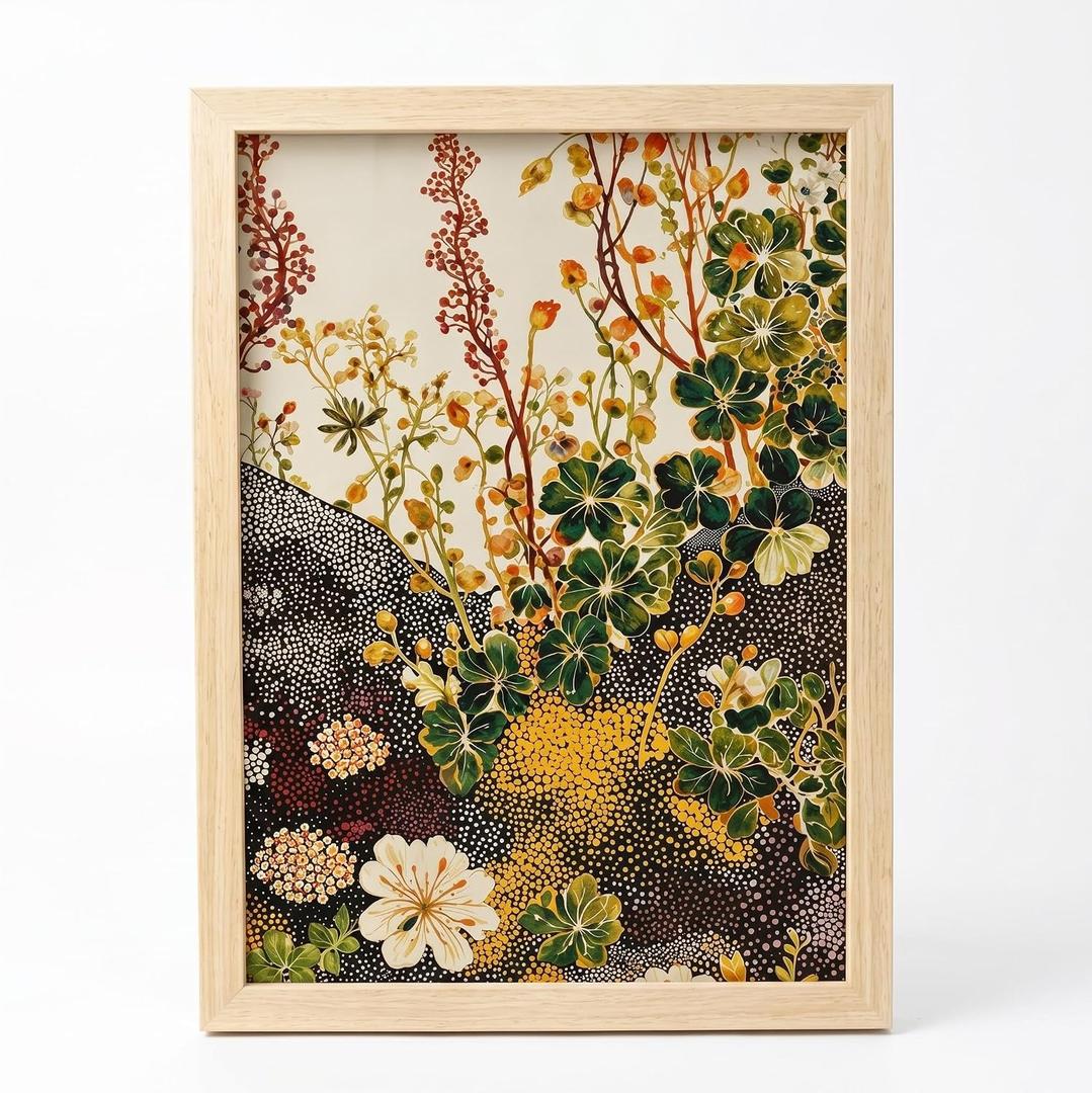 Framed Botanical Canvas Wall Art Wildflower Home Decor 24x16 Inch