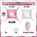 Pink White Square Foil Balloons, 25PCS Double Sided Pastel Pink and Pearl White Square Balloons Backdrop Wall Party Decorations for Girls Women Princess Fairy Birthdays Wedding Baby Shower Valentines