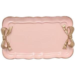 Gisela Adorable Bow-knot Trinket Dish Resin Jewelry Tray Perfect for Holding Small Jewelries, Necklaces, Earrings, Bracelets Decorative Plate (Pink Rectangle)