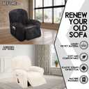 ULTICOR 4-Piece, 1 Seat Recliner Cover, Velvet Stretch Reclining Chair Covers for 1 Cushion Reclining Sofa, Single Seat Recliner Couch Cover, Thick, Very Soft, Machine Washable (Ivory)