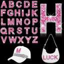 26Pcs Rhinestone Iron on Letters Patches 6.5cm Iron on Rhinestone Letters Bling Glitter A-Z Alphabet Applique Letters Iron on Patches for Clothes Bag Pants Shoes Cellphone Decor DIY Crafts (Rose Red)
