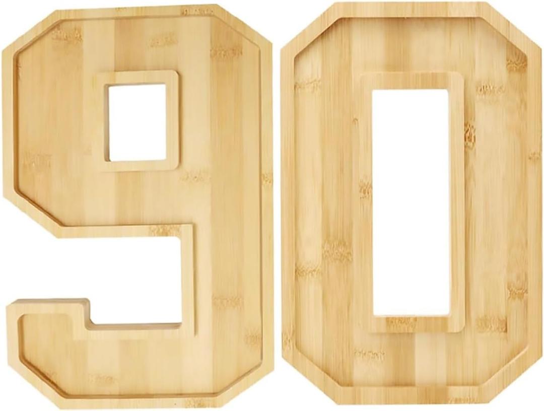 15.8 Bamboo Charcuterie Boards, Larger 60th/90th Serving Trays Wooden Charcuterie Boards for Fruit Salad Cheese Platter Vegetable Food Dish Plates for 90th Birthday Party Decor, 60th Serving Board