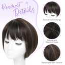 UDU Short Bob Hair Topper for Women with Thinning Hair - Realistic Synthetic Wiglet with Bangs - Natural Look Clip in Top Hairpiece for Volume and Coverage