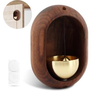 Oval Magnetic Hanging Door Bell, Loud Sound Wooden Zen Grip Doorbell Chime, Hanging Wood Shop Keeper Bells for Business Door Opening, Entrance Decoration (Black Walnut) (1)