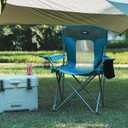 Camping Folding Chair Outdoor Lawn Portable Lightweight Camp Folding Chairs for Adult Outside with Cup Holder, Cooler Pouch & Side Pocket for Camping, Beach, Fishing, Sports or Tailgating Events, Blue, Large