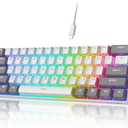 iLovBee i61 Mechanical Keyboard 60 Percent, Wired RGB Gaming Keyboard, 61 Keys Compact Mini Custom Keyboards for PC/Mac Gamer, Hot Swappable Linear Red Switch, Grey and White
