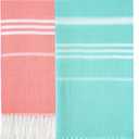 1 Pack Turkish Beach Towels Quick Dry Sand Free Oversized Bath Pool Swim Towel Extra Large XL Big Blanket Adult Travel Essentials Cruise Accessories Must Haves Clearance Vacation Stuff (Thinner Set Aqua Coral Color)