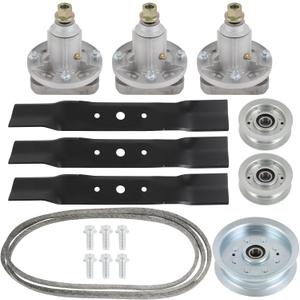 ACEBRI Deck Rebuild Kit 48 Inch for John Deere L120 L130 Replaces 3 Spindles GY20785 3 Idlers GY22172 GY22082 3 Blades GX20250 GY20568 1 Belt GX20305 GY20571