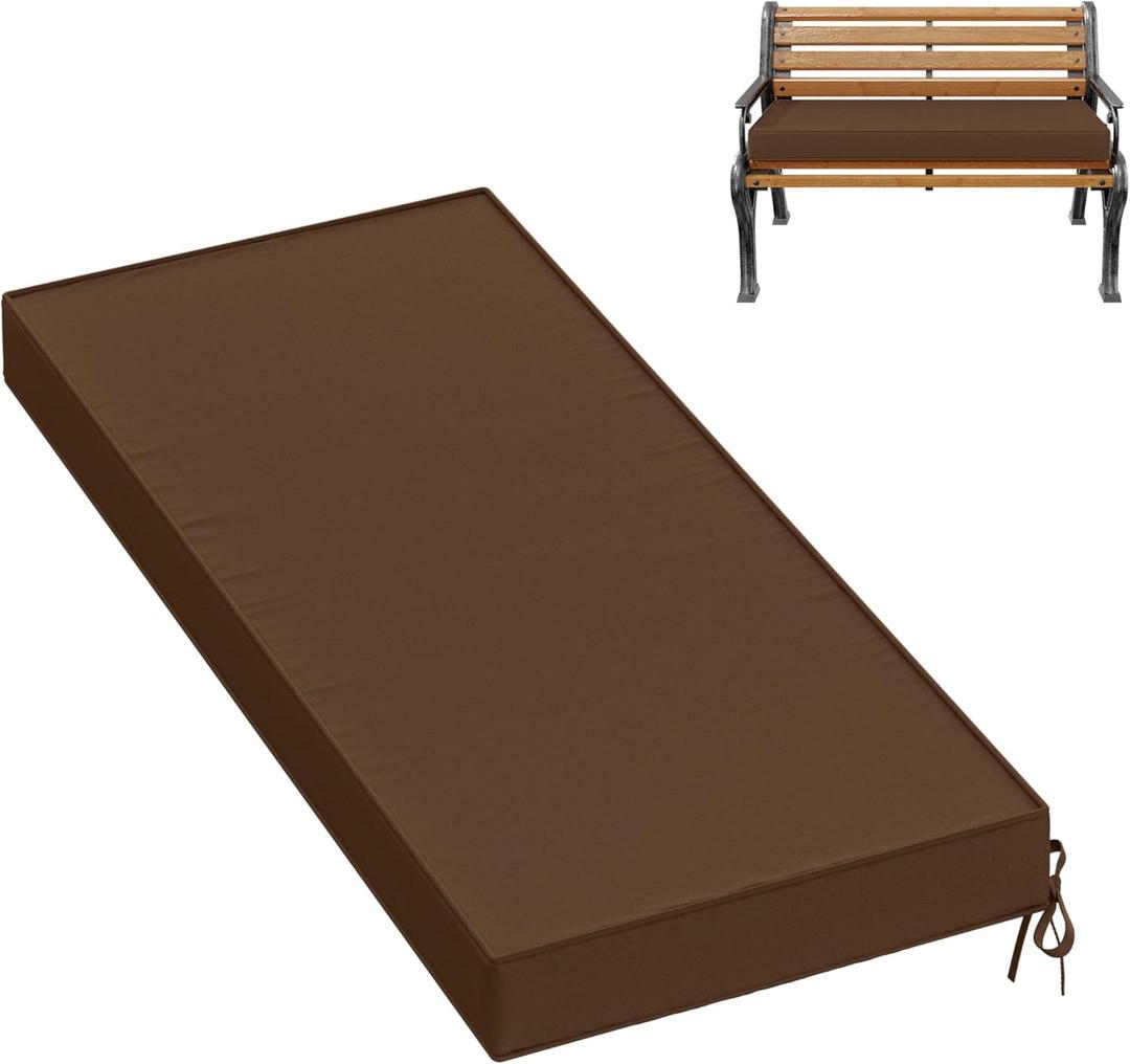 Premium Outdoor Bench Cushions for Patio Furniture 3.5inches Memory Foam Bench Cushion Waterproof Fade Resistant Porch Swing Cushions with Straps 4218 Inch Chocolate