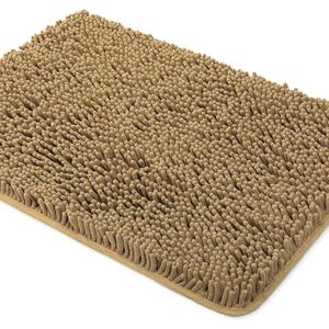 Yeaban Tan Bathroom Rugs  Thick Chenille Bath Mats | Absorbent and Washable Bath Rug Non-Slip, Plush and Soft Rugs for Bathroom, Kitchen, Shower, Sink - 17" x 24"