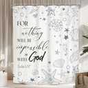 Glawry Bible Verse Shower Curtain Starfish Seashells Ocean Beach Coastal Christian Scripture Navy Blue Bathroom Inspirational Quotes 60Wx72L Inches Bath Accessories Art Home Decor Fabric 12 Pack Hook