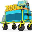 49 Inch Extra Long Beach Wagon with Big Wheels for Sand, Collapsible Utility Beach Cart Heavy Duty Folding Wagon,Ideal for Outdoor Sand Camping Garden Pet (Green-yellow)