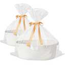 Small Woven Gift Basket Empty with Bag & Ribbon - Gifts for Mom, Baby Shower, Birthdays & Raffle - Cotton Rope Storage Basket for Dog Toys or Shelf - 12"x8"x5", White, 2 Packs